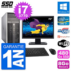 PC Tour HP 6300 CMT Ecran 19" Intel i7-3770 RAM 8Go SSD 480Go Windows 10 Wifi · Occasion 