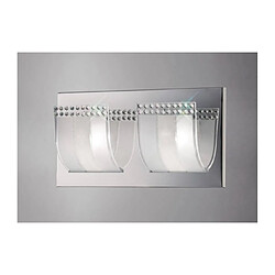 Luminaire Center Applique murale Charis avec interrupteur 2 Ampoules chrome poli/verre/cristal Coloris : chrome poli, Pattern Glass Coloris de l'abat jour : givré/transparent Largeur en Cm : 30 Hauteur en Cm : 16 Profondeur en Cm : 11 Poids en Kilos : 0,9