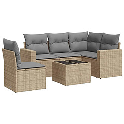 vidaXL Salon de jardin avec coussins 6 pcs beige résine tressée