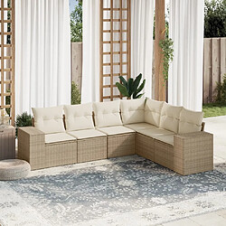 vidaXL Salon de jardin avec coussins 6 pcs beige résine tressée 