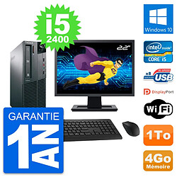 PC Lenovo M81 SFF Ecran 22" Intel i5-2400 RAM 4Go Disque Dur 1To Windows 10 Wifi · Occasion 