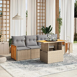 vidaXL Salon de jardin avec coussins 5 pcs beige résine tressée 