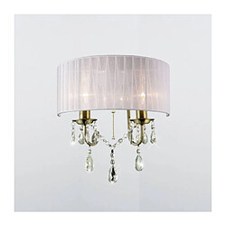 Luminaire Center Applique murale Olivia avec interrupteur avec Abat jour blanc 2 Ampoules laiton antique/cristal