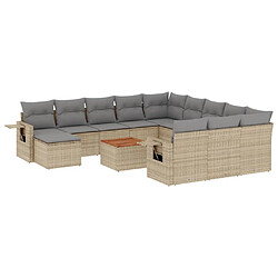 Maison Chic Salon de jardin avec coussins 13 pcs, Ensemble Tables et chaises de jardin, beige résine tressée -GKD628293