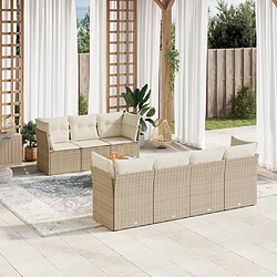 vidaXL Salon de jardin avec coussins 8 pcs beige résine tressée