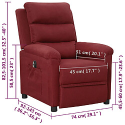 vidaXL Fauteuil inclinable électrique Rouge bordeaux Tissu pas cher