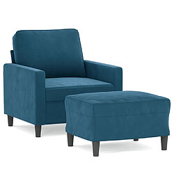 vidaXL Fauteuil avec repose-pied Bleu 60 cm Velours