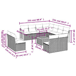 Avis vidaXL Salon de jardin 12 pcs avec coussins noir résine tressée