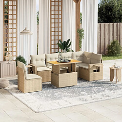 vidaXL Salon de jardin avec coussins 7 pcs beige résine tressée 