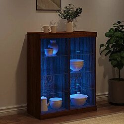 Acheter Maison Chic Commode Buffet - Meuble de rangement avec lumières LED chêne marron 81x37x100 cm -GKD57544