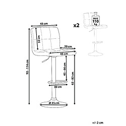 Avis Beliani Tabouret de bar Set de 2 Gris clair MARION