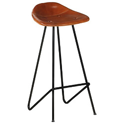 vidaXL Tabourets de bar lot de 4 marron cuir véritable