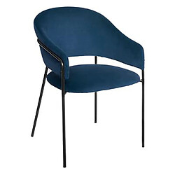 Pegane Lot de 2 fauteuils coloris bleu en velours - L. 57 x l. 59 x H. 82 cm