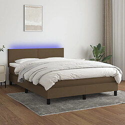 vidaXL Sommier à lattes de lit matelas et LED Marron foncé 140x200 cm 