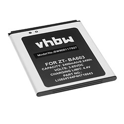 vhbw Li-Ion batterie 2400mAh (3.85V) pour téléphone portable mobil smartphone ZTE BA520, BA603, Blade A520, Blade A520C, Blade A520C Dual SIM 