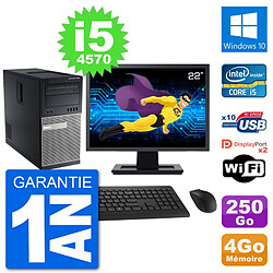 PC Tour Dell 7020 Ecran 22" Intel i5-4570 RAM 4Go Disque 250Go Windows 10 Wifi · Occasion 