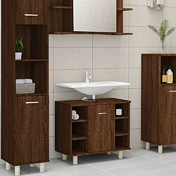 Maison Chic Armoire de bain,Meuble de rangement de salle de bain,Meuble haut Chêne marron 60x32x53,5 cm Bois d'ingénierie -GKD163308