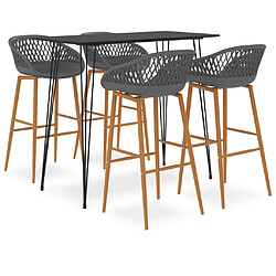 vidaXL Ensemble de bar 5 pcs Noir et gris 