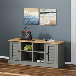 Maison Chic Banc à chaussures | Meuble de rangement à chaussures Meuble d'Entrée VIGO gris 106x35x45 cm bois massif de pin -MN56684