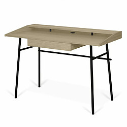 Avis Mes Bureau design 1 tiroir 120x60x81 cm décor chêne clair et noir - PLY