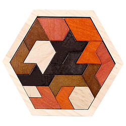 Universal Puzzle hexagonal en bois forme motif bloc Tangran cerveau bande annonce 