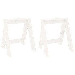 vidaXL Tabourets lot de 2 blanc 40x40x45 cm bois massif de pin