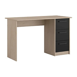 PARISOT Bureau droit 3 tiroirs - Décor chene Brooklyn - L 121,4 x P 55 x H 74.5 cm - ESSENTIELLE