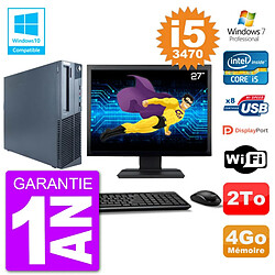 PC Lenovo M82 SFF Ecran 27" i5-3470 RAM 4Go Disque 2To Graveur DVD Wifi W7 - Occasion