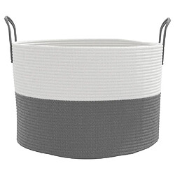 Avis vidaXL Panier de rangement gris et blanc Ø51x33 cm coton