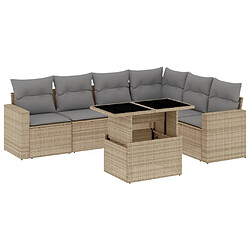 vidaXL Salon de jardin avec coussins 7 pcs beige résine tressée