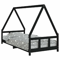 Maison Chic Lit simple Cadre de lit pour enfants,Lit d'Enfant Moderne noir 90x200 cm bois de pin massif -MN24509