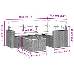 vidaXL Salon de jardin 5 pcs avec coussins noir résine tressée pas cher