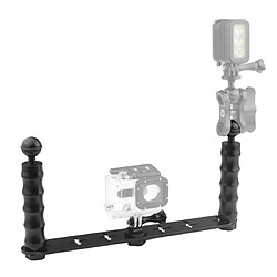 Wewoo Support double monopied Selfie CNC Aluminium en plongée Diving pour Osmo ActionGoPro NEW HERO / HERO7 / 6/5/5 Session / 4 / 4/3 + / 3/2/1Xiaoyi et autres caméras d'action Noir 