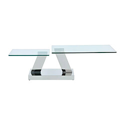 Vente-Unique Table basse avec plateaux pivotants - Verre trempé et acier inoxydable - Transparent - OYRUS de Maison Céphy