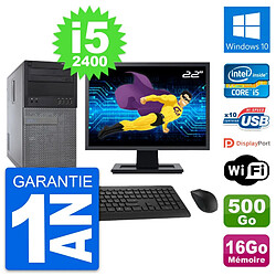 PC Tour Dell 790 MT Ecran 22" Core i5-2400 RAM 16Go Disque 500Go Windows 10 Wifi - Occasion