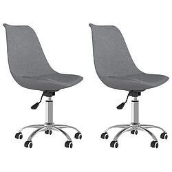 vidaXL Chaises pivotantes à manger lot de 2 Gris clair Tissu