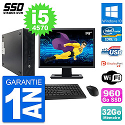 PC HP 600 G1 SFF Ecran 19" Intel Core i5-4570 RAM 32Go SSD 960Go Windows 10 Wifi · Occasion 