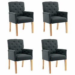 Maison Chic Lot de 4 Chaises à manger avec accoudoirs,Fauteuil/Chaises à dîner confortables gris tissu -MN25941