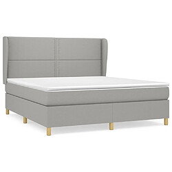 Maison Chic Structures de lit + matelas,Lit à sommier tapissier avec matelas Gris clair 160x200cm Tissu -MN29545