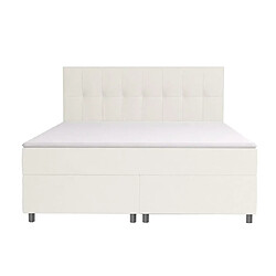 Avis Vente-Unique Ensemble complet boxspring tête de lit capitonnée + sommiers + matelas + surmatelas - 160 x 200 cm - Tissu - Ivoire - SIERO de YSMÉE