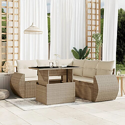 vidaXL Salon de jardin avec coussins 6 pcs beige résine tressée 