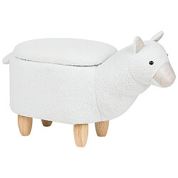 Beliani Tabouret enfant en tissu peluche blanc ALPACA 