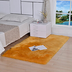 LUUCOZK Tapis Moelleux en Fausse Fourrure Tapis Shaggy pour Chambre à Coucher Salon-Couleur Camel Jaune-100x180cm 