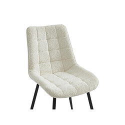 Vente-Unique Lot de 2 chaises matelassées en tissu bouclette et métal noir - Blanc - OLLUA pas cher