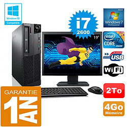 PC Lenovo M92p SFF Core I7-2600 Ram 4Go Disque 2 To Wifi W7 Ecran 19" · Occasion 