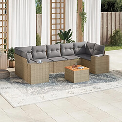 Maison Chic Salon de jardin avec coussins 8 pcs | Ensemble de Table et chaises | Mobilier d'Extérieur beige résine tressée -GKD36556