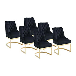 Lot de 6 chaises en velours et acier inoxydable doré - Noir - PORILASO de Pascal MORABITO