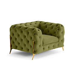 Lisa Design Camden - fauteuil chesterfield en velours - pieds en métal doré Camden - fauteuil chesterfield en velours - pieds en métal doré - Vert