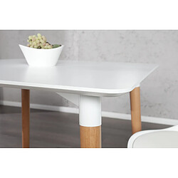 Vivenla Table coloris blanc scandinave carré plateau laqué et piètement en bois massif L.80 x P.80 x H.75 cm Collection Verberkt