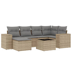 vidaXL Salon de jardin avec coussins 7 pcs beige résine tressée